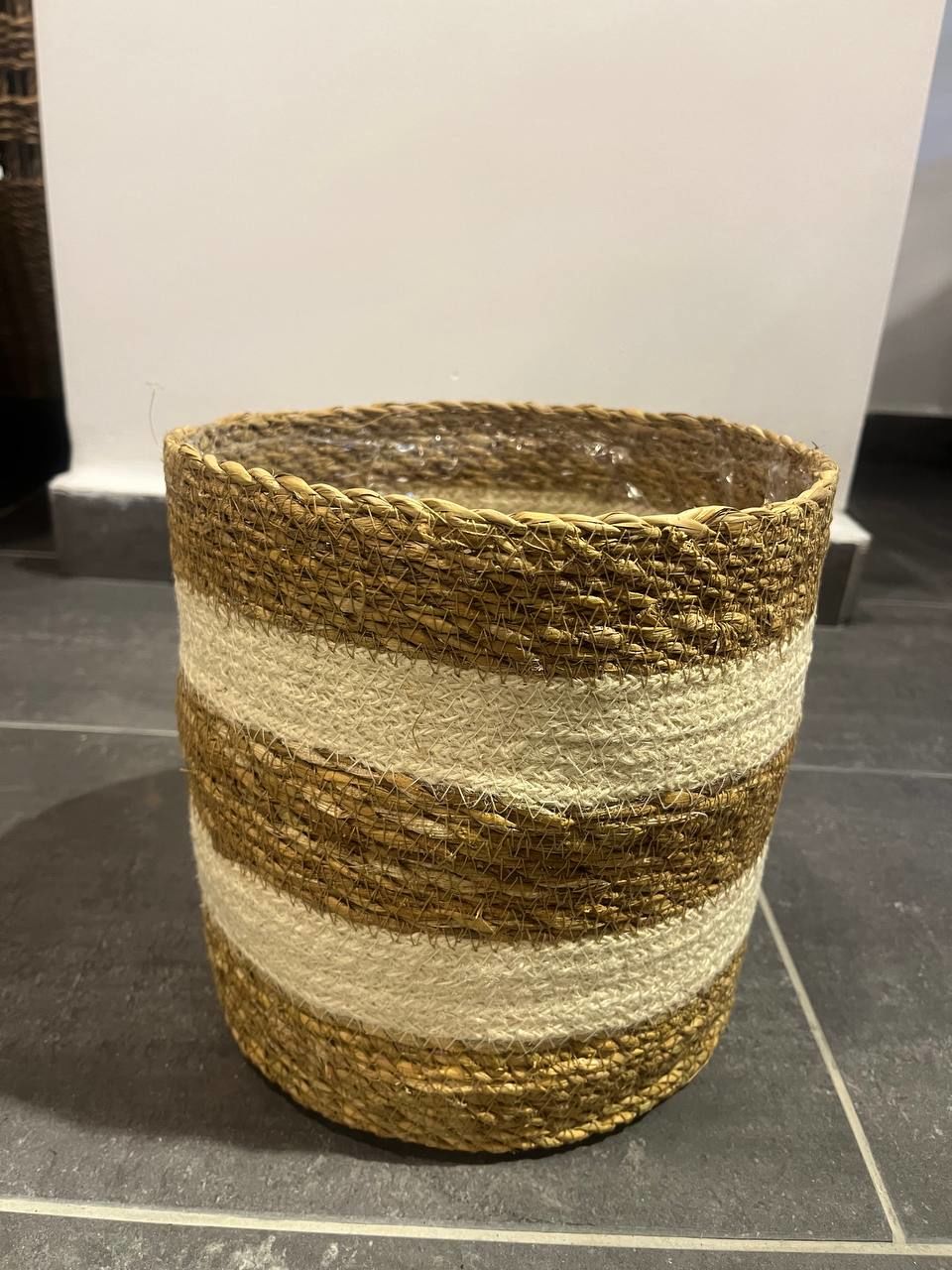 Çizgili%20Hasır%20sepet%20L/21%20cm